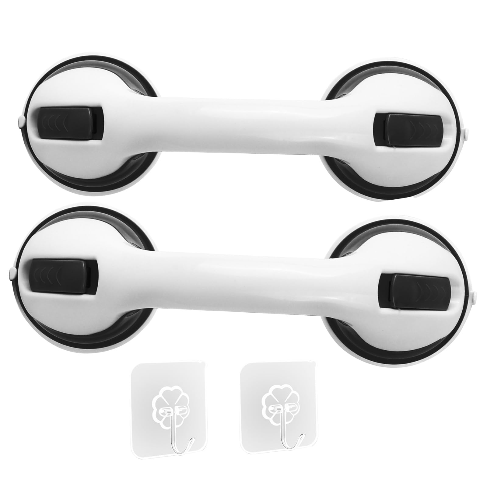 Suction Bathroom Grab Rails, Chetexus 2 Pack Hand Rail for Elderly, 12 inch Portable Mobility Aids Safety Handle with Suction Cup Fitting, No Fixings Needed for Children and Disability Aids (Black)