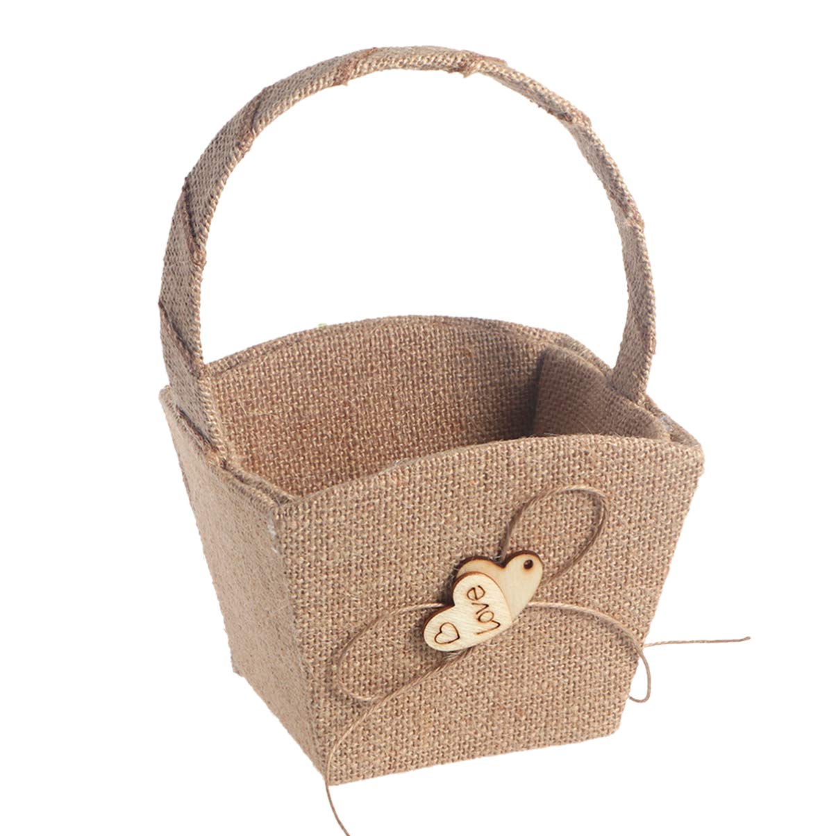 WINOMO Flower Girl Basket Rustic Wedding Flower Basket for Wedding Party Banquet (B)