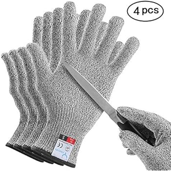 YINENN 2 Pairs (4 Gloves) Cut Resistant Gloves Food Grade Level 5 Hand Protection,Kitchen Cut Gloves for Oyster Shucking,Fish Fillet Processing,Mandolin Slicing,Meat Cutting,Wood Carving-(Large)