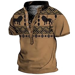 Mens Summer Round Neck Henley Shirts Bohemia Short