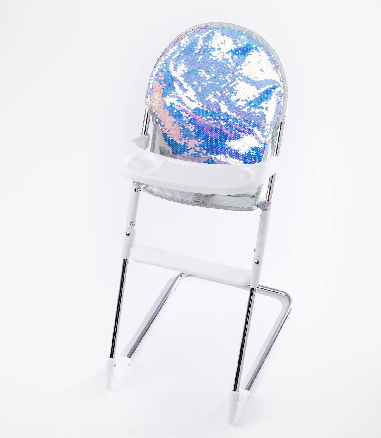 Roma Dolls High Chair - Foldable Baby Doll High Chair with Tray, Cute bear Print, Metal Frame, Fits Dolls 28-42cm, Toy Feeding Chair, Ideal, Doll Feeding Set (Polly)