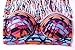 Creabygirls Womens Plus Size Print High Waist Two Piece Tassel Swimsuits(Large)