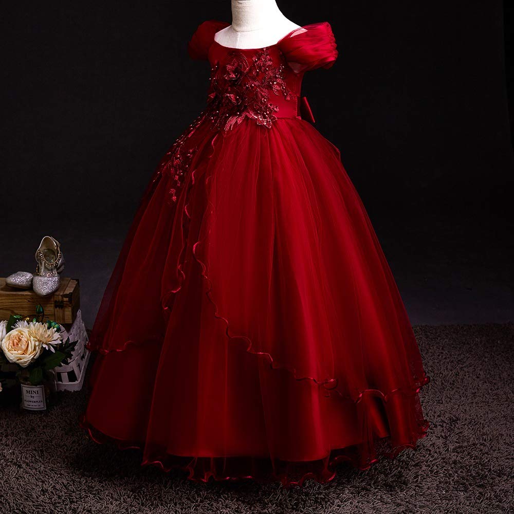 si rosa girls lovely red applique sleeveless gown