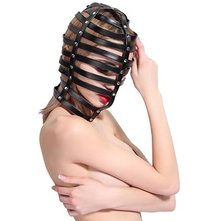 Sexy Gesichtsmaske, Weiches Leder ausgehöhlt Headwear Fechten Helm BDSM Fesseln Maske