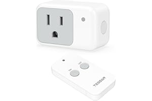 Remote Control Outlet, TESSAN Wireless Electrical Outlet Light Switch, Wall Outlet Plug with ON/Off Switch for Indoor String Lights, Lamps, Small Appliances, 1250W 100ft Range (1 Remote +1 Outlet)