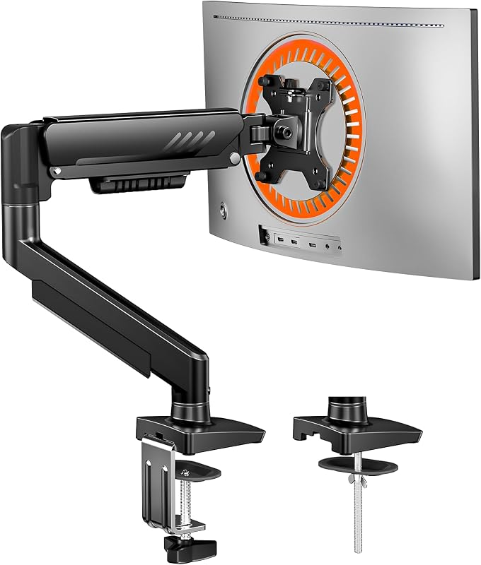 Monitor Halterung für 13-34 Zoll Bildschirme [Upgraded - Schluss mit Absacken] Monitor Arm Werkzeuglose Schnellmontage bis 9kg, Monitorhalterung mit Kabelmanagement, VESA 75 & 100 mm