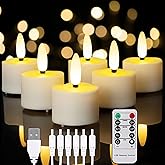 Homemory Flameless Rechargeable Tea Lights with Remote Timer - LED Tea Lights Battery Operated, Realistic Flickering for Home Holiday Decor, Wedding Table Centerpieces, 6-Pack (Φ 1-1/2''×H 2-1/3'')