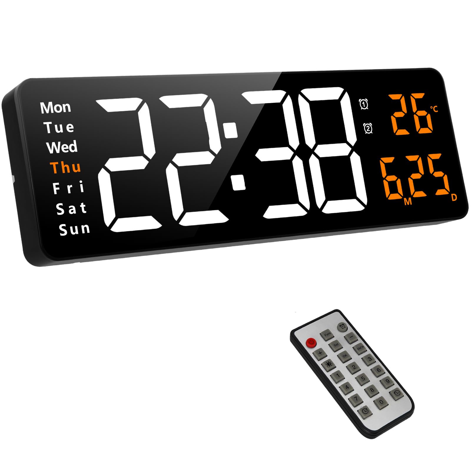 Fuloon Digital Wall Clock, 16.2 inch Large Display Digital Alarm Clock, Adjustable Brightness LED Digital Clock with Remote Control, Countdown Clock with Date, Week, Temperature(Plug In Electricity) — image 1