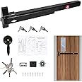 BEAMNOVA Commercial Door Push Bar Panic Exit Device with Alarm Exterior Lever Roller Strike Plate End Cap Lock Key Set for 27.5 to 41 inches Wide Door, Black