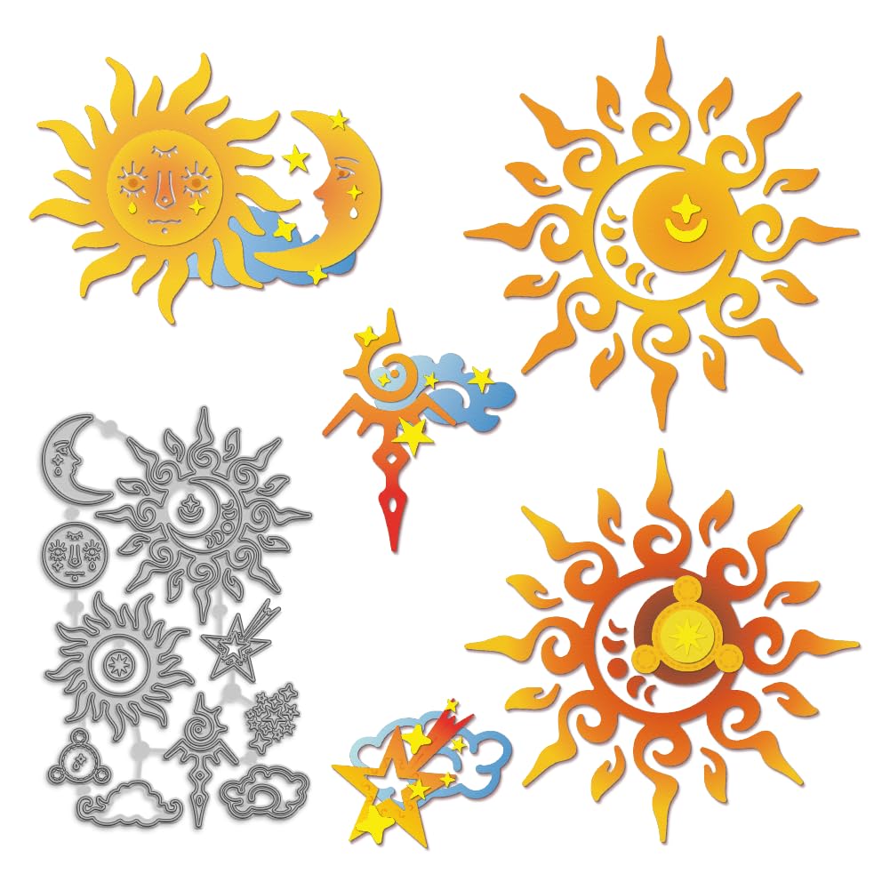 MAYJOYDIY Sun Moon Star Cloud Cutting Dies Celestial Planet Metal Die Cut for Card Making Nature Sky Weather Carbon Steel Embossing Stencils for Scrapbooking DIY Cards Album Crafts Supplies