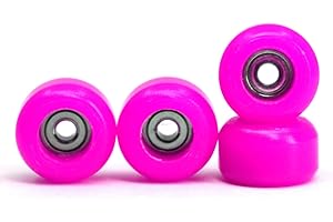 Teak Tuning CNC Polyurethane Fingerboard Bearing Wheels, Pink - Set of 4 Wheels - Durable Material with a Hard Durometer