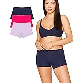 Subset Women's Organic Cotton Mid-Rise Shortie 3-Pack, All-Day Comfort, Boy Shorts, Soft & Breathable