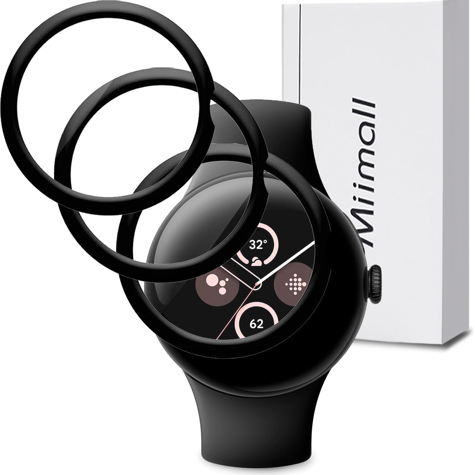 Miimall [3 Pack] Screen Protector Compatible with Google Pixel Watch, 3D Curved Edge Bubble Free Anti-scratch Anti-fingerprint Full Coverage Film HD Screen Protector for Google Pixel Watch