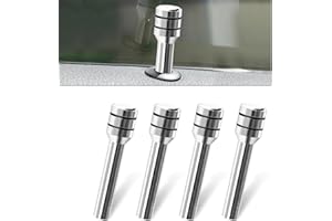 Jewkot Pack-4 Car Door Lock Knob Covers, 1.92" x 0.47" Alloy Anti-Scratch Door Latch Status Button Kit, Door Deadbolt Safety Decoration, Universal Inner Door Pull Pin Accessory for Cars (Silver)