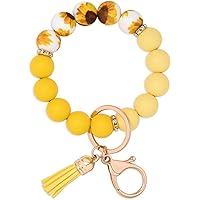 Sither Silicone Keychain Bracelet For Women - Cute Beaded Elastic Key Ring Holder & Wristband - View #7