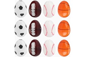 On-Airstore 2.3" Plastic Easter Eggs Empty Sports Balls Football Basketball Soccer Baseball Eggs for Easter Egg Hunt Basket S