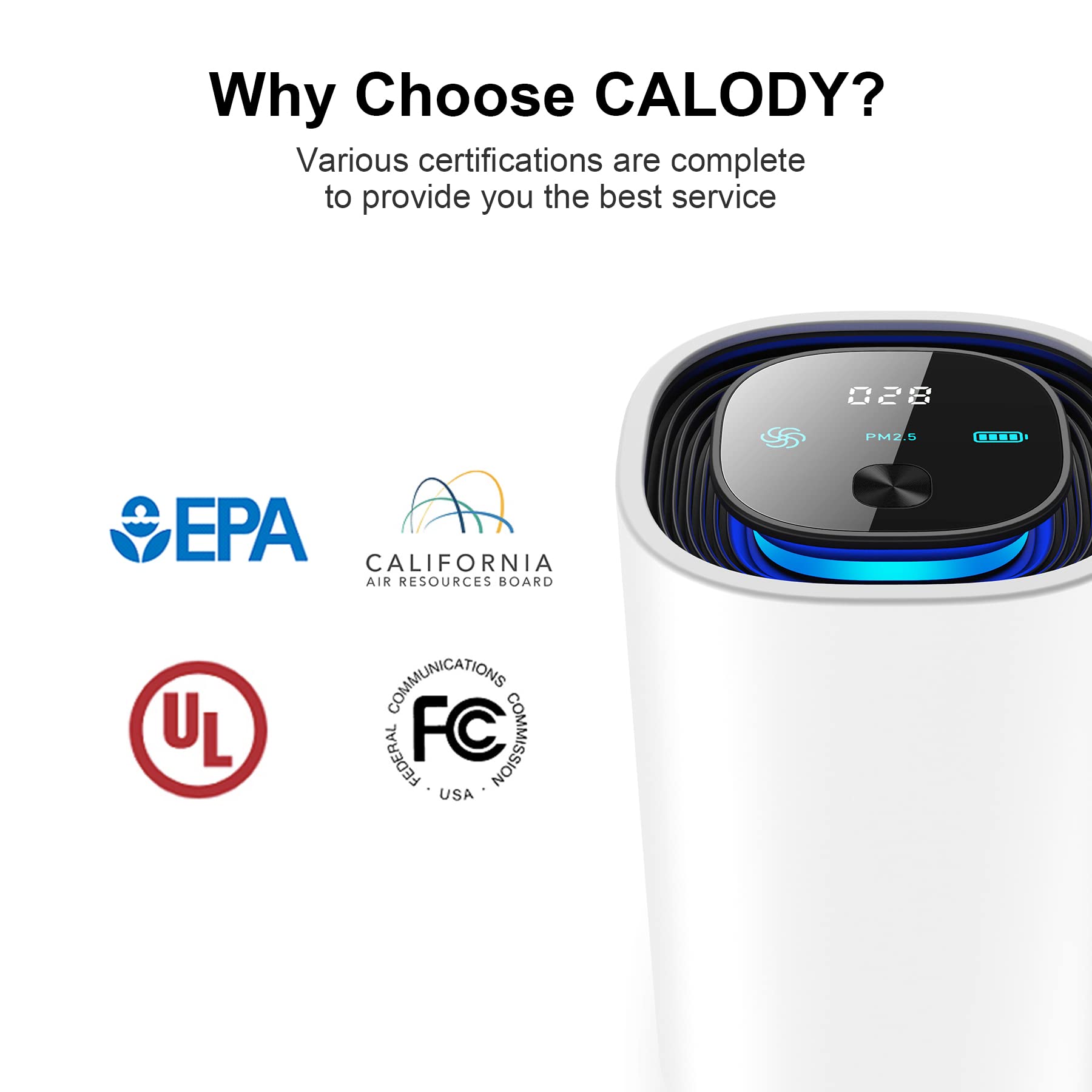Calody Air Purifiers for Bedroom Home, Car air purifier Ionizer, 15 Million Negative Ions for Smokers, 30dB Quiet Portable Ionic Air Purifiers, Helps Alleviate Allergies, Dust, Home, and Office Use