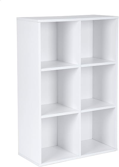 VASAGLE Bookcase Cloud White LBC203D 6 Compartment Storage Shelf