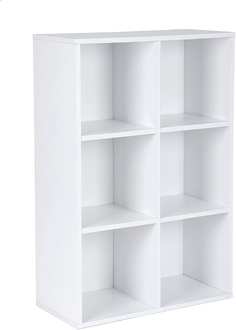 VASAGLE Bookcase Cloud White LBC203D 6 Compartment Storage Shelf