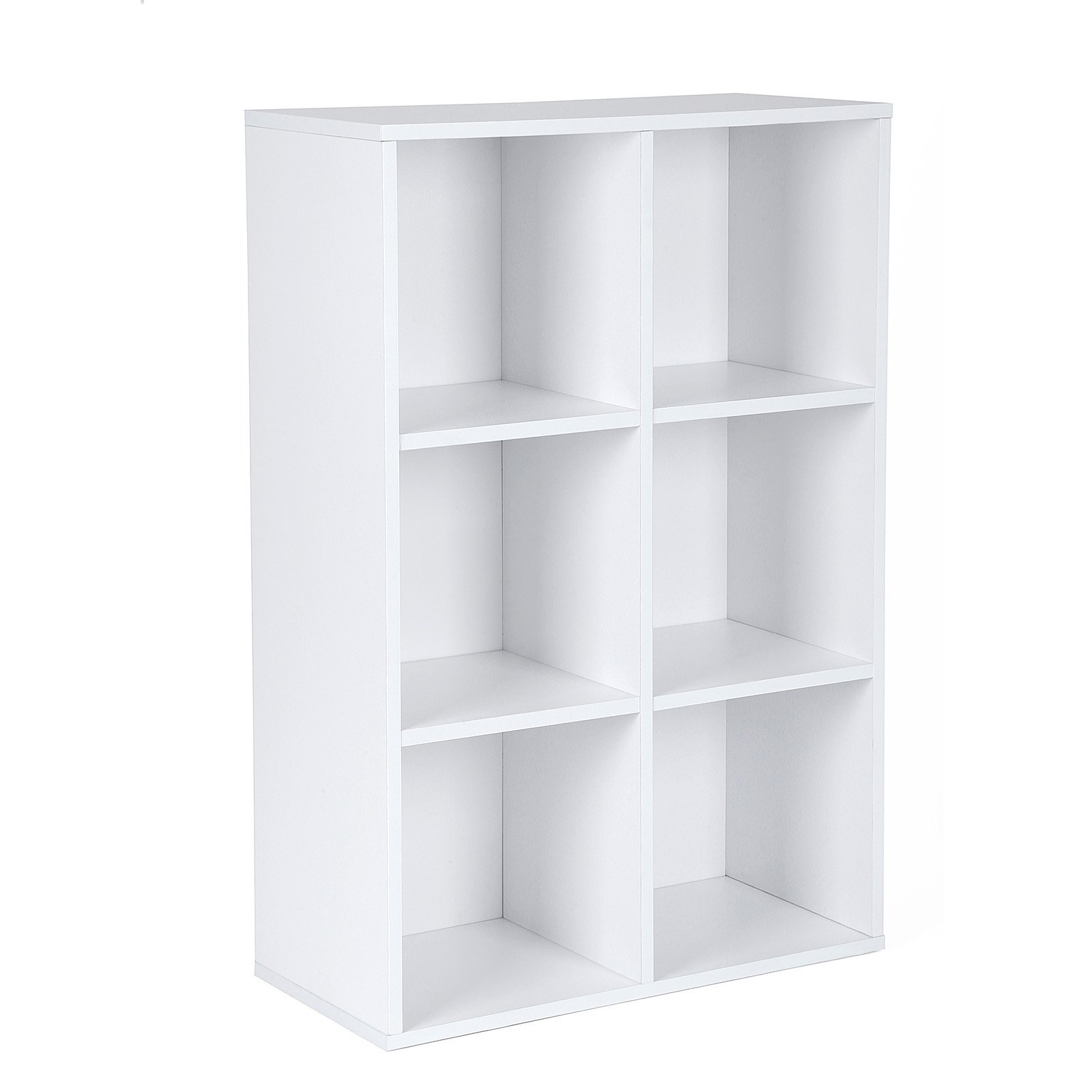 VASAGLE Bookcase, Bookshelf, Storage Shelf with 6 Compartments, Standing Shelf, Cube Shelf, for Living Room, Home Office, Dinning Room, Cloud White LBC203D