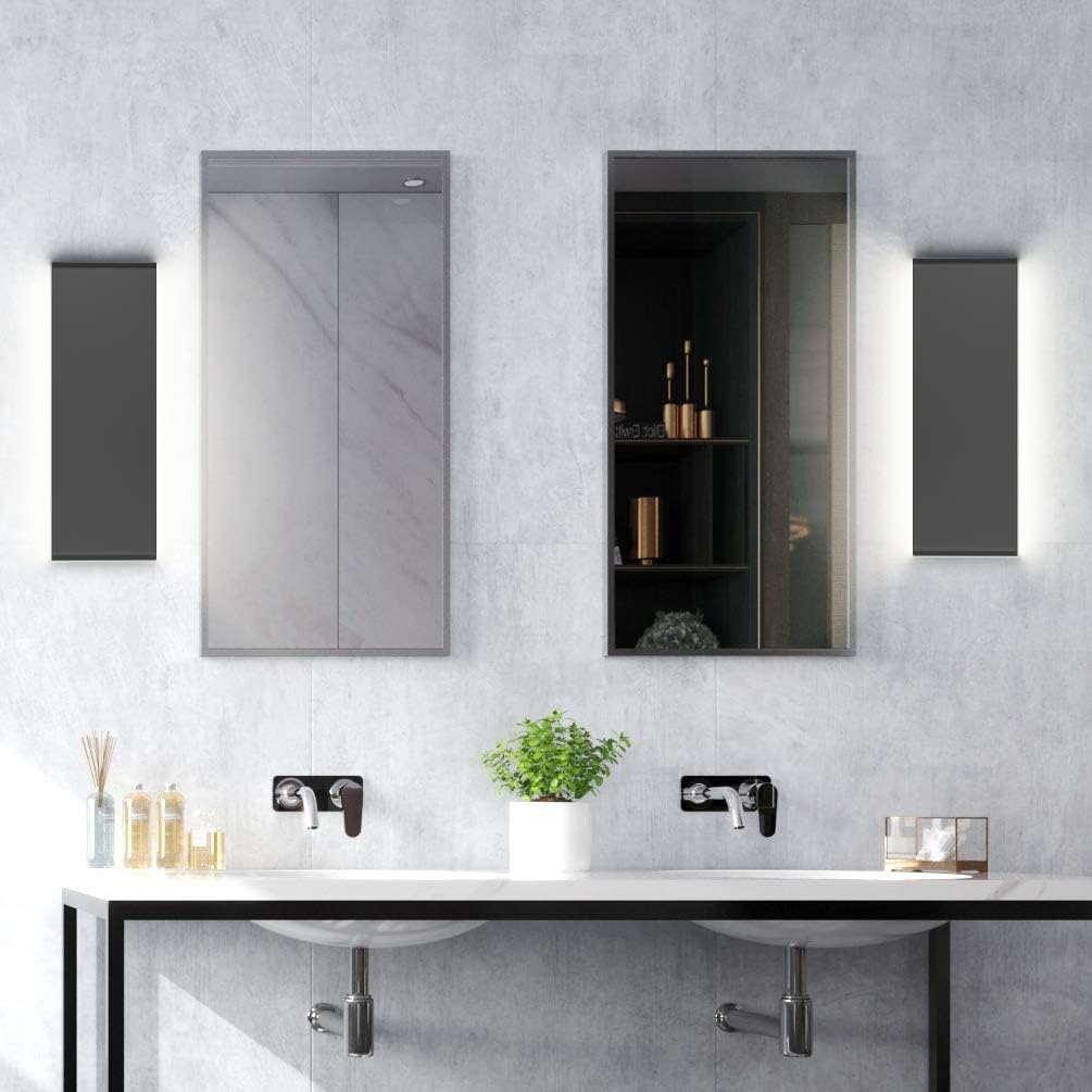 Aipsun 15.75in Matte Black Modern Vanity Light Up and Down LED Vanity Light for Bathroom Wall Lighting Fixtures (White Light 5000K) - - 