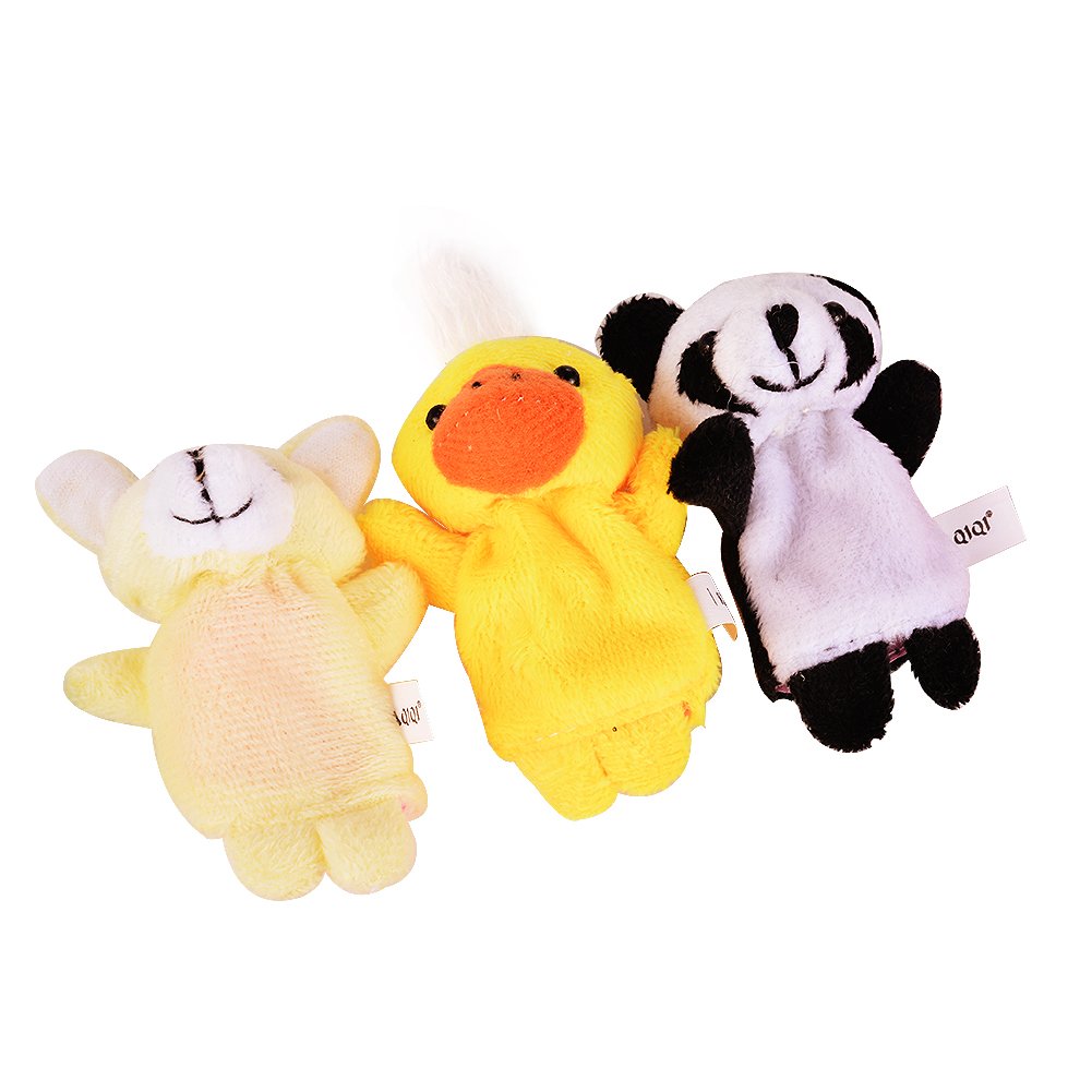 ThinkMax 16 Pack Soft Plush Finger Puppets Set - MANSA 10 Animals + 6 People Family Members Velvet Cute Toys for Children, Story Time, Shows, Playtime, Schools