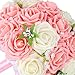 Febou Wedding Bouquet Bride Bridesmaid Toss Bouquet Bridal 9 inch Rose Bouquet Artificial Flowers for Wedding Party and Church (White + Pink)