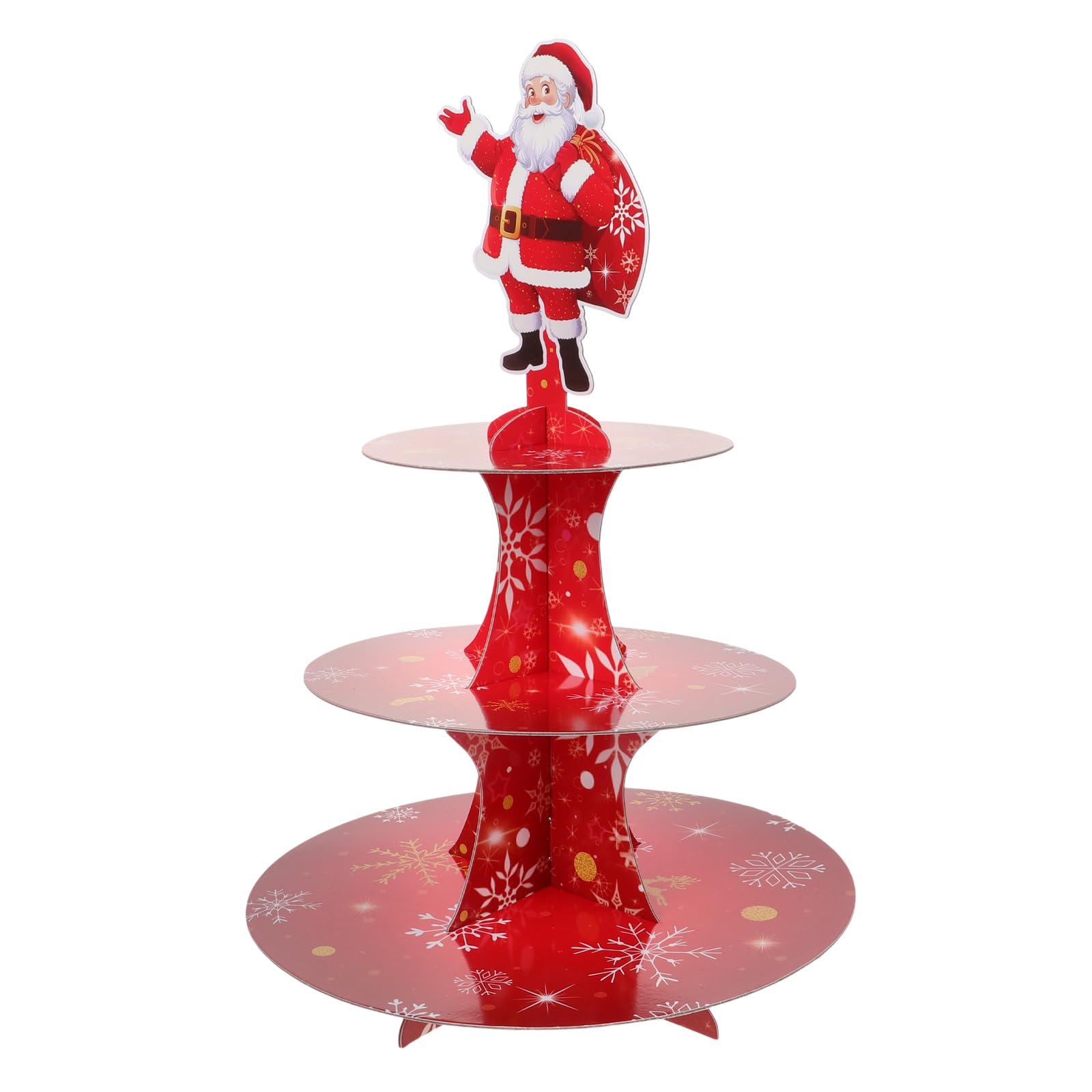 PRETYZOOM Cake Display Stand Cookie Tray Santa Cupcake Holder Christmas Cake Stand Holiday Dessert Plates Dessert Rack Christmas Cupcake Tower Cardboard Cake Stand Santa Red Paper
