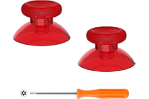 eXtremeRate Replacement Thumbsticks for Xbox Series X/S Controller, Joysticks Repair Kit Accessories, Custom Analog Stick Buttons for Xbox One S/X/Elite Controller - Clear Red