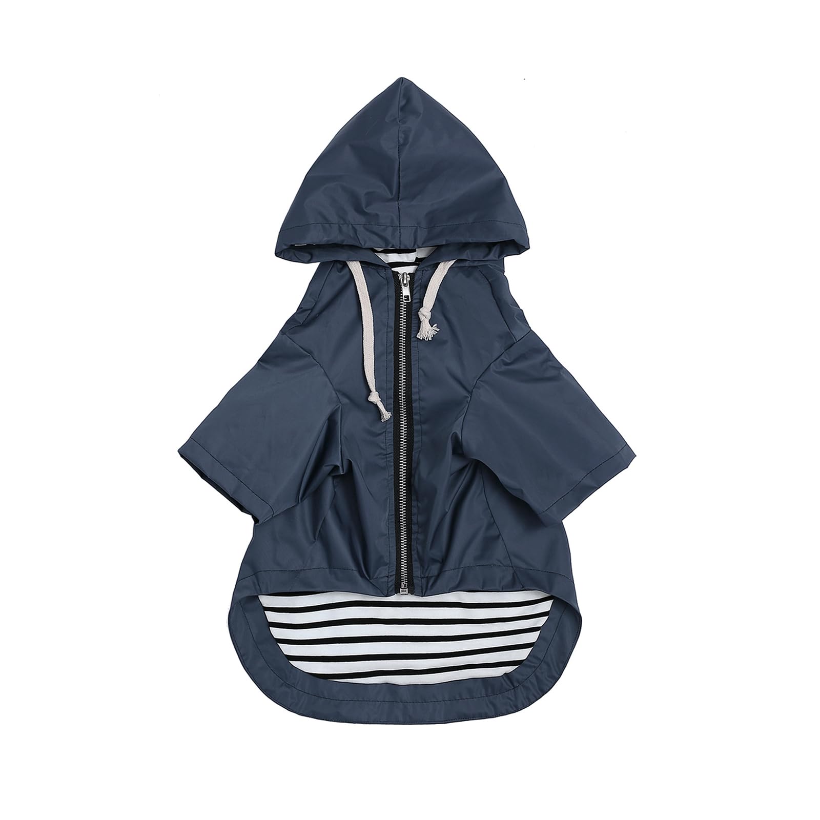 Dog raincoats waterproof dog coats with legs for small medium breeds zip closure storage pocket harness hole - Navy - S