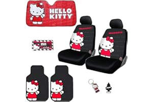 Yupbizauto New Plasticolor Hello Kitty Core Auto Car Truck SUV Accessories Interior Combo Kit Bundle Gift Set