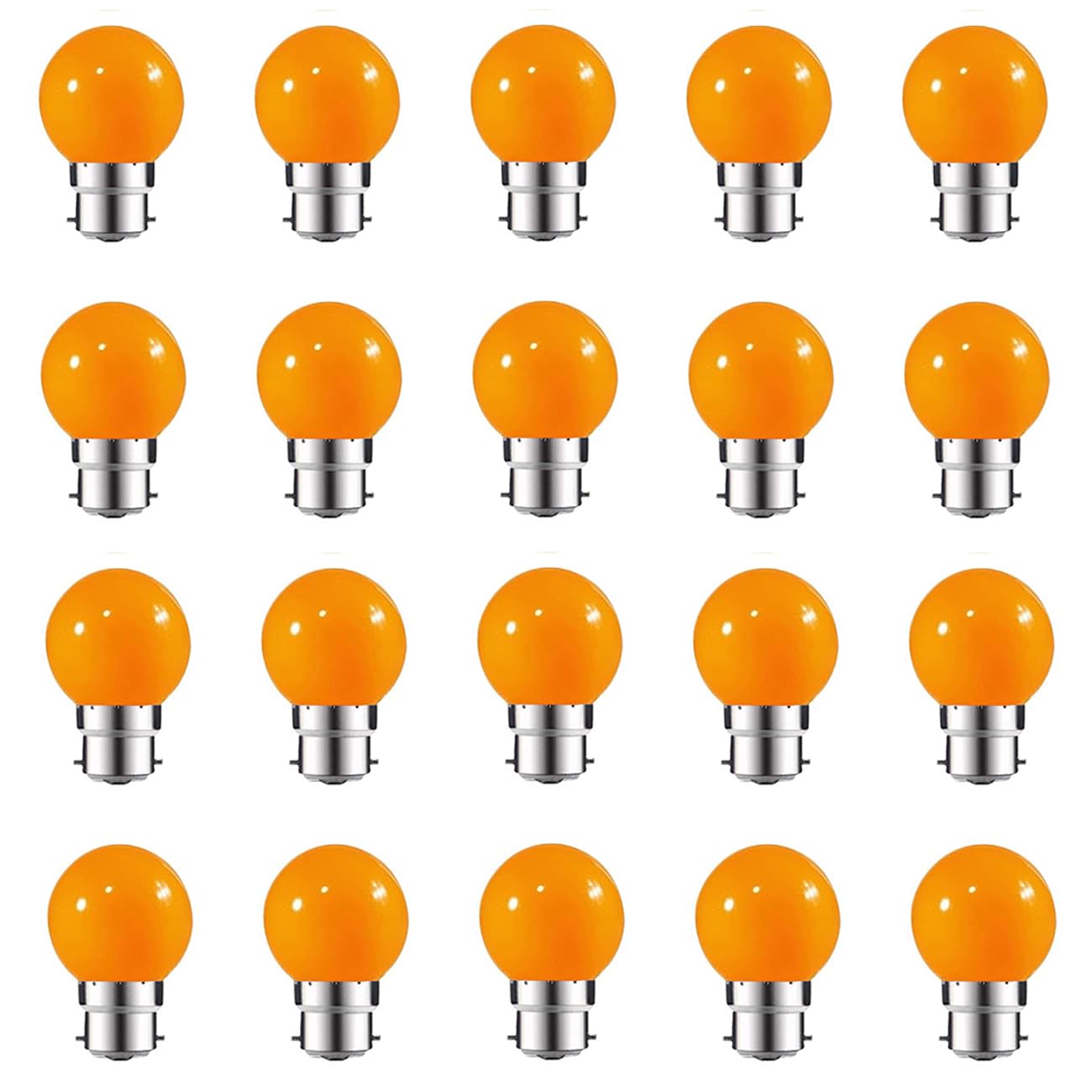 ZFQ 20 Pack B22 Bayonet Colored LED Light Bulbs 2W G45 Golf Ball Mini Globe Bulb Lighting Bulbs,Orange for Outdoor Indoor String Patio Garden Party Christmas, Tree, Fairy Party Night Lights