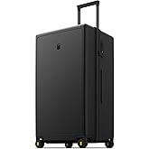 LEVEL8 Trunk Luggages, Large Suitcase 28 Inch Luggage with Spinner Wheels, Luminous Textured Checked Lightweight Hard Shell with Tsa Lock, Black