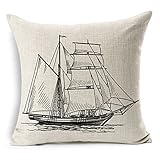 Nautical Cotton Linen Pillow Cover- Antique Boat Cushion Cover-throw Pillow Cover