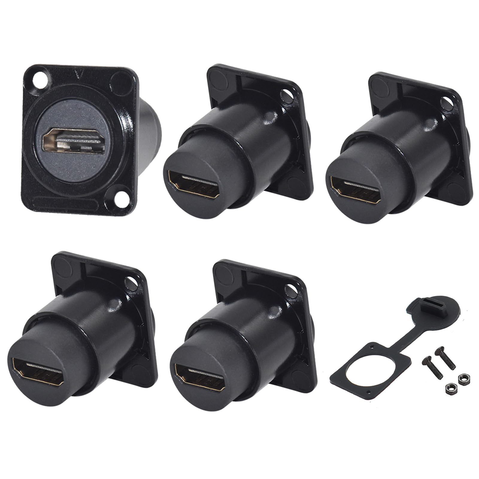 PENGLIN 5PCS Panel Mount HDMI Extension Cable Adapter, Female to Female HDMI Connector 60Hz 4K Extender for TV Monitor Projector