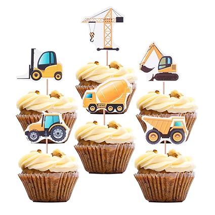 Amazon Com Construction Theme Cupcake Toppers Topoox 48 Pack Dump Amazon Com Construction Theme Cupcake Toppers Topoox 48 Pack Dump