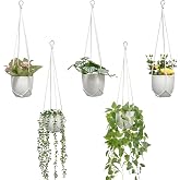 MVOVM Macrame Plant Hanger 5 Pack Hanging Planters for Indoor Plants for Window,Ceiling Crochet Handmade Hanging Plant Holder Planter Hanging Baskets for Boho Home Decor Set