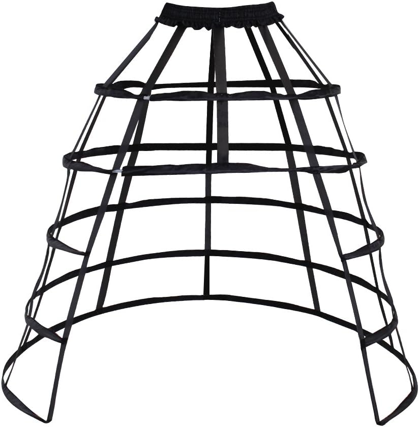 DUNHAO COS Women's Rare Vintage Cage Pannier 5 Hoop Skirt Victorian Bustle Petticoat