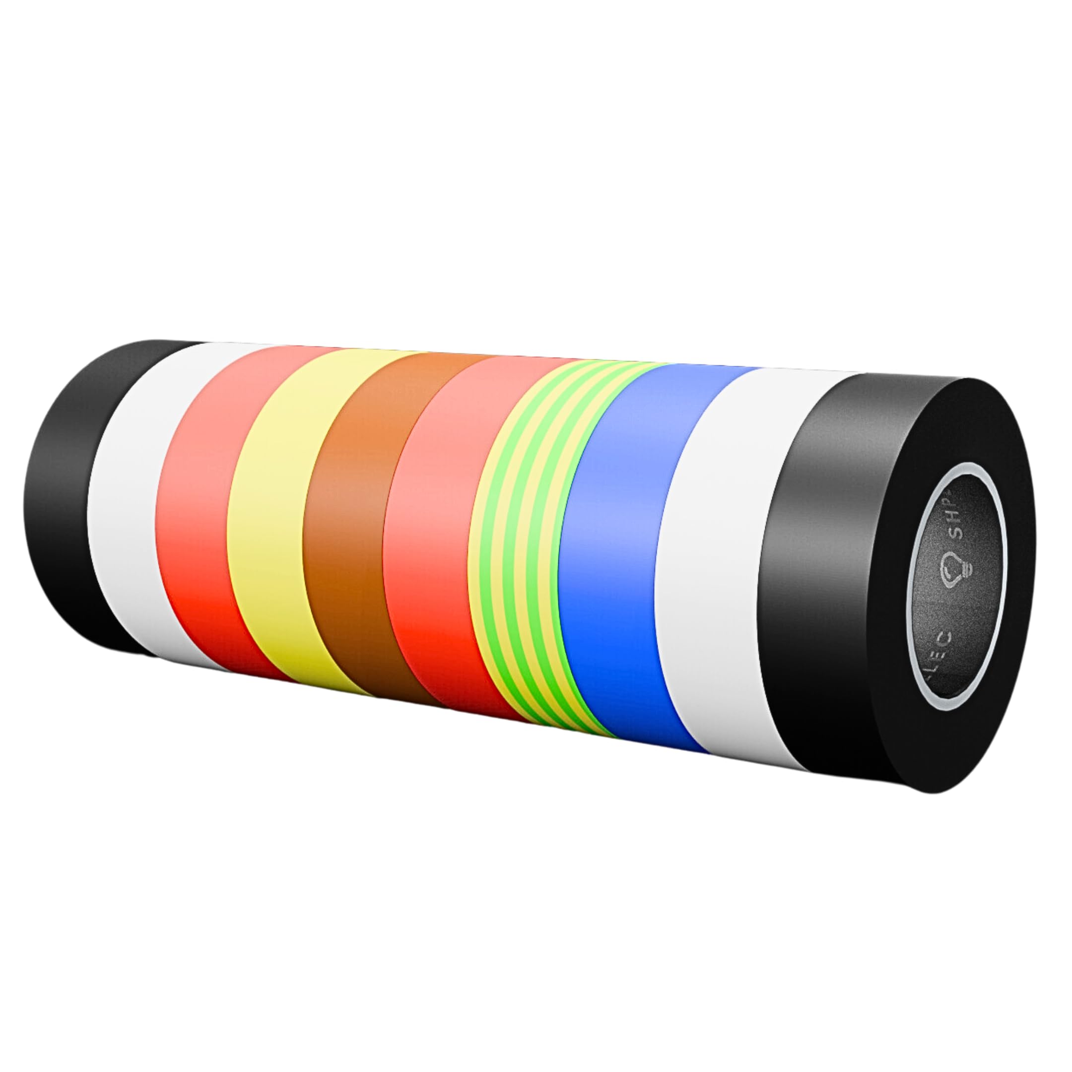 SHPELEC® 10 PACK Premium Stregth PVC Electrical Insulation Tape 19mm x 20m (XL) Flame Retardant Waterproof - ALL COLOUR MULTIPACK (10 Pack)