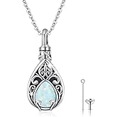 TUGHRA Cremation Jewelry 925 Sterling Silver Urn Necklace for Ashes Tree of Life Memorial Keepsake Locket Pendant Teardrop/Heart Memorial Gifts Keepsake Jewelry w/Funnel Filler for Women Men
