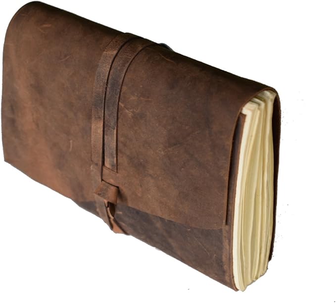 Leather Journal Writing Notebook, Antique Handmade Leather Bound Daily