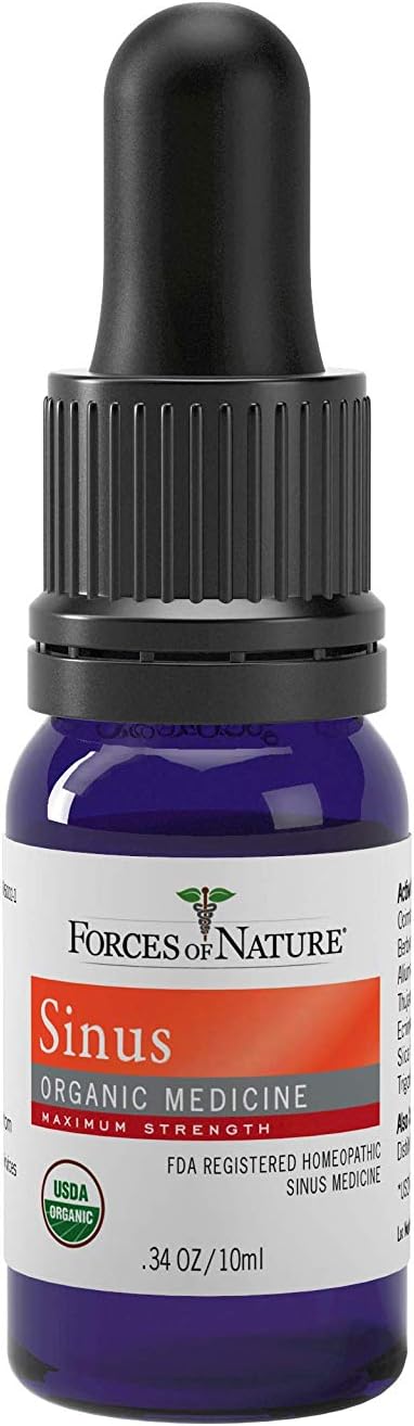 Forces of Nature - Natural Organic Sinus Maximum Strength Medicine (10ml) Non Drowsy, Non Addictive, Non GMO -Fight Congestion, Sinus Pressure, Pain, Sneezing and Runny Nose, Promote Sinus Health: Health & Personal Care