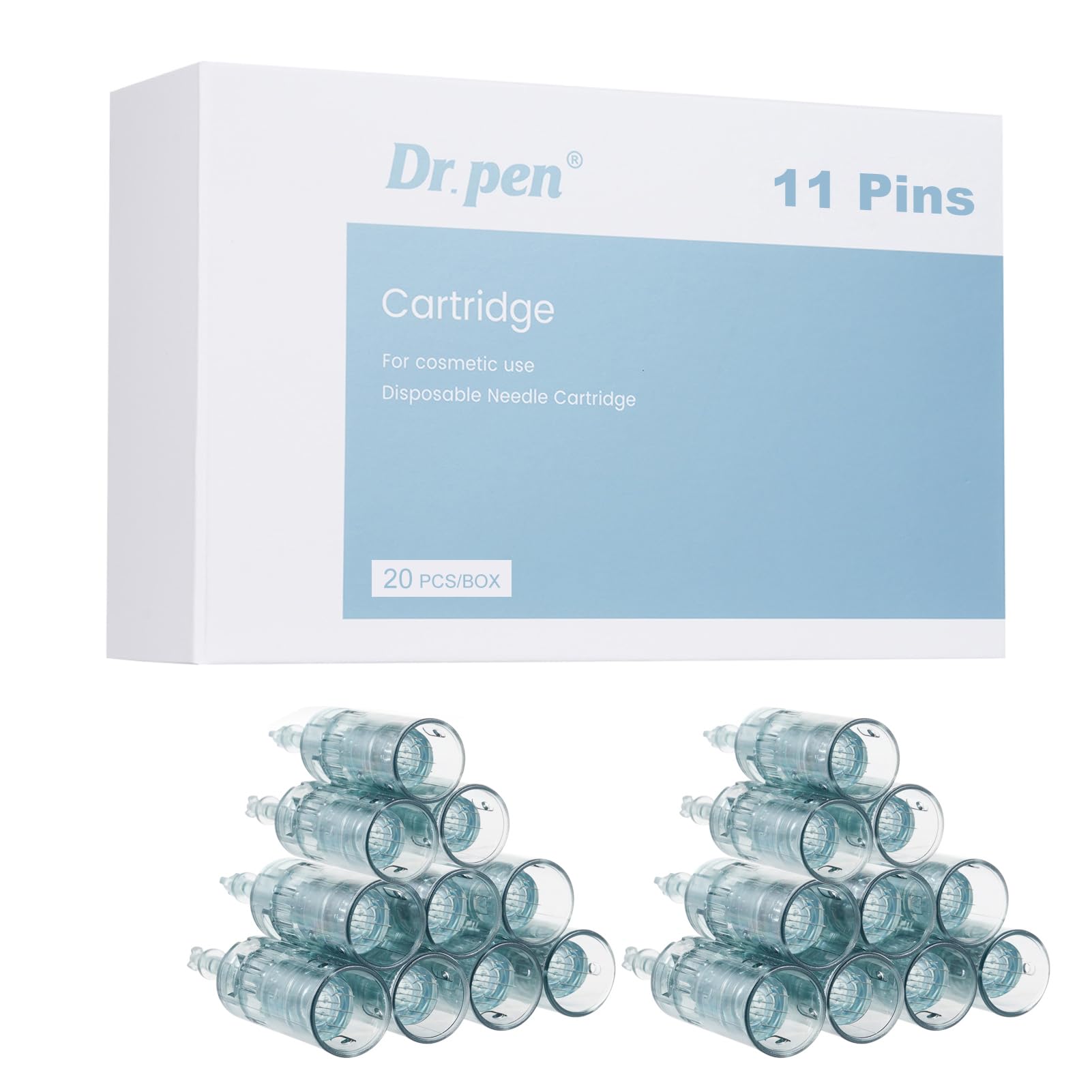 Dr.pen M8 Cartridges 11 Pins, 20Pcs Dr.pen Cartridges for Microneedling Pen M8/M7S Model, Authentic Disposable Microneedling Cartridges (11 Pins, 20Pcs)