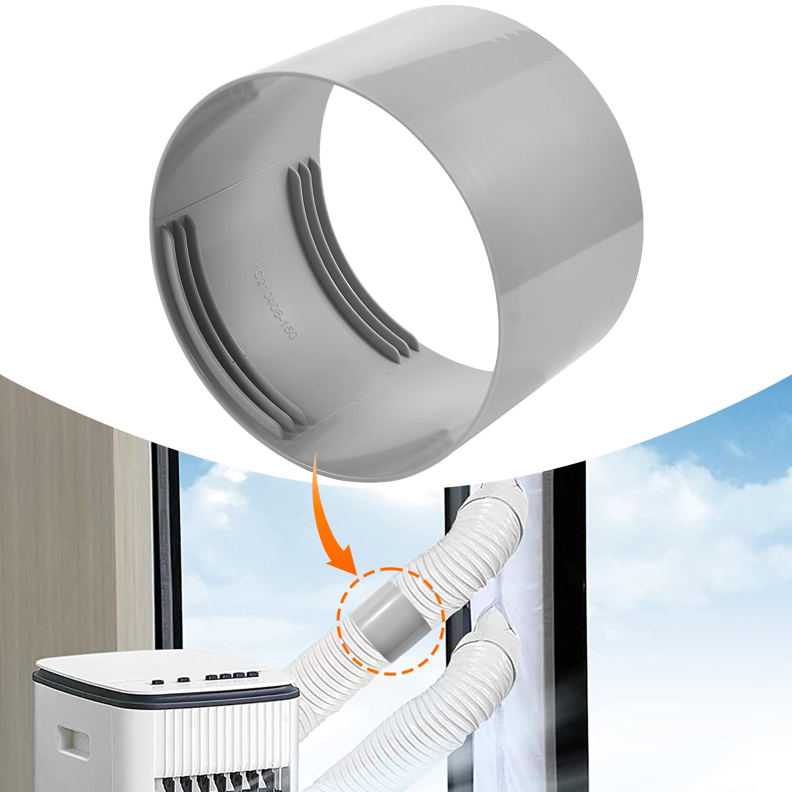 Exhaust Hose Connector for Air Conditioner, 150mm Air Conditioner Exhaust Adapter, Universal Thread Coupling for Portable Air Conditioner Exhaust Hose Coupler