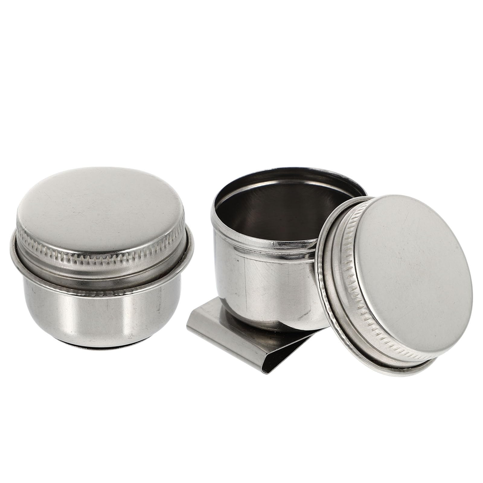 BESPORTBLE 2pcs Oil Painting Palette Cup with Lid Stainless Steel Dipper Design No Leakage Can Clip
