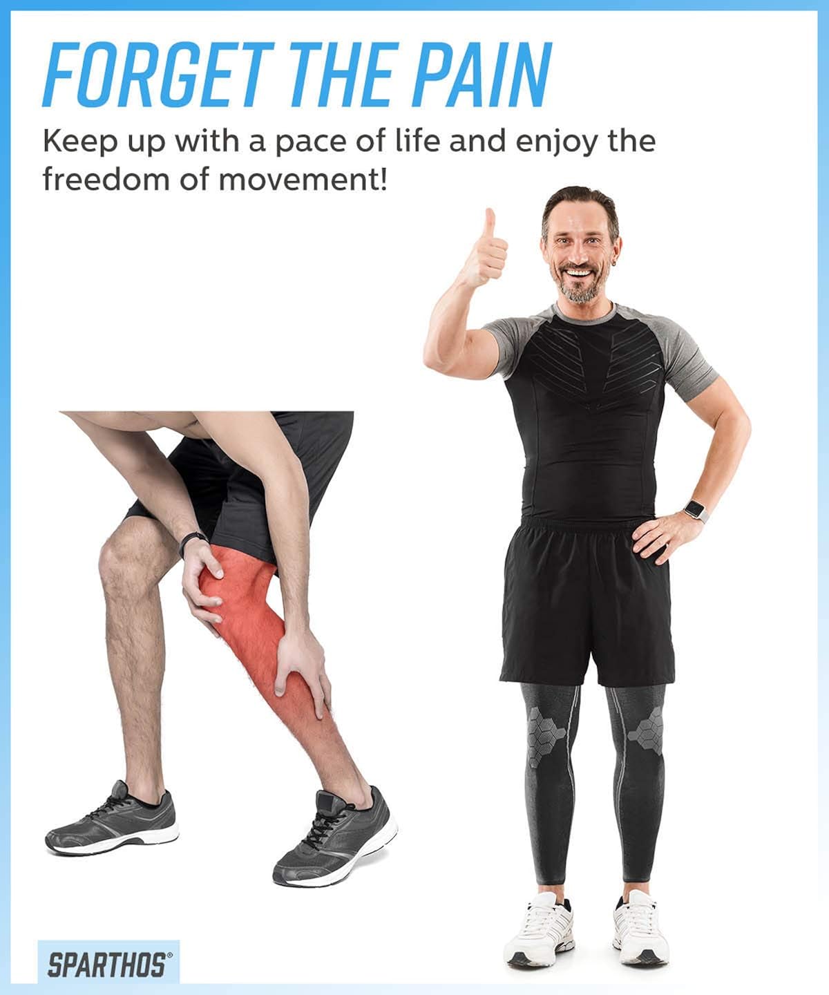 Sparthos Leg Compression Sleeves - Aid in Recovery and Support Active Lifestyle - Innovative Breathable Elastic Blend - Anti Slip, Day & Night Wear : Clothing
