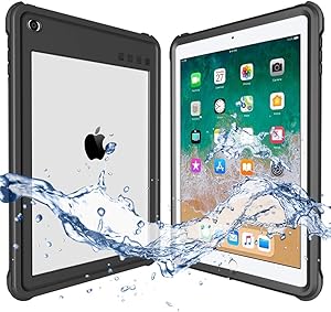 ShellBox Compatible for 2017/2018 Waterproof Case iPad 9.7 inch, iPad 6th Generation Shockproof Case Water Resistant IP68 360 Degree All Round Protective Ultra Slim Thin Dust/Snow Proof with Lanyard