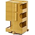 Multipurpose Utility Storage Cart - ABS Plastic Storage Caddy with Wheels and Slide Out Drawers - Professional Trolley Cart - Mobile Caddy for Salon Supplies, Kitchen Needs, Medical Tools - Mustard
