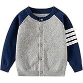 warmstraw Little Boys U-Neck Cardigan Button-up Knit Sweater Casual Outerwear