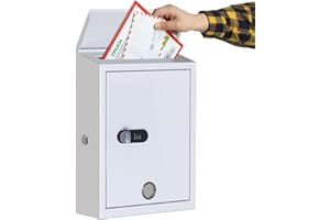 DiDiHere Mailbox Wall Mount, Locking Post Box for House, Combination & Spare Key Unlock, Letters, Magazines Drop Box, Weatherproof, Large Capacity 14x4x10in,White